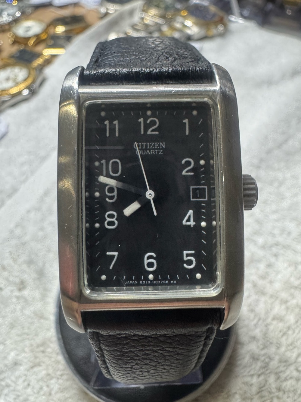 Citizen Black Dial Rectangular Stainless Steel Watch